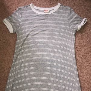 Grey and white striped T-shirt dress